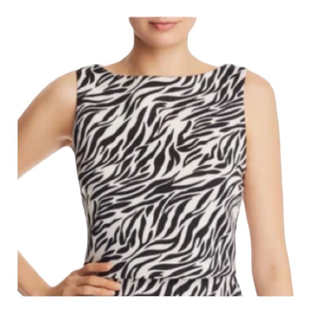 AQUA Animal Print Crop Top Black White Sleeveless Blouse Women Medium NWOT